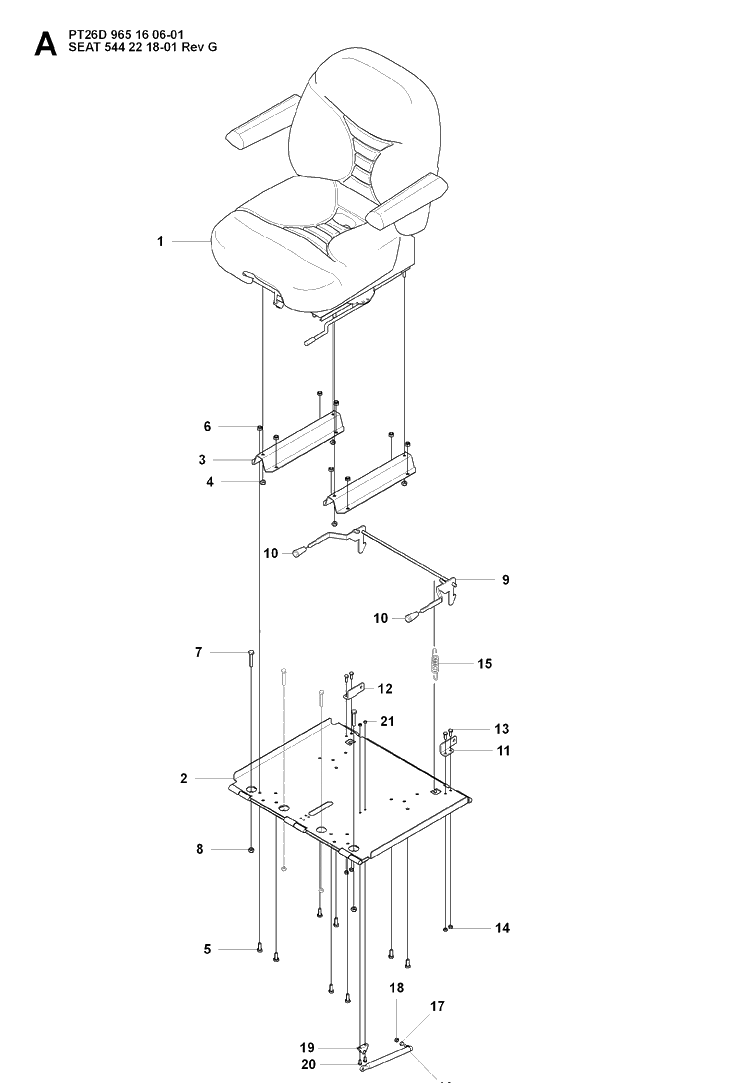 Seat 2 Diagram and Parts List for PT26D (965160601)(2008-03) Husqvarna Lawn Mower