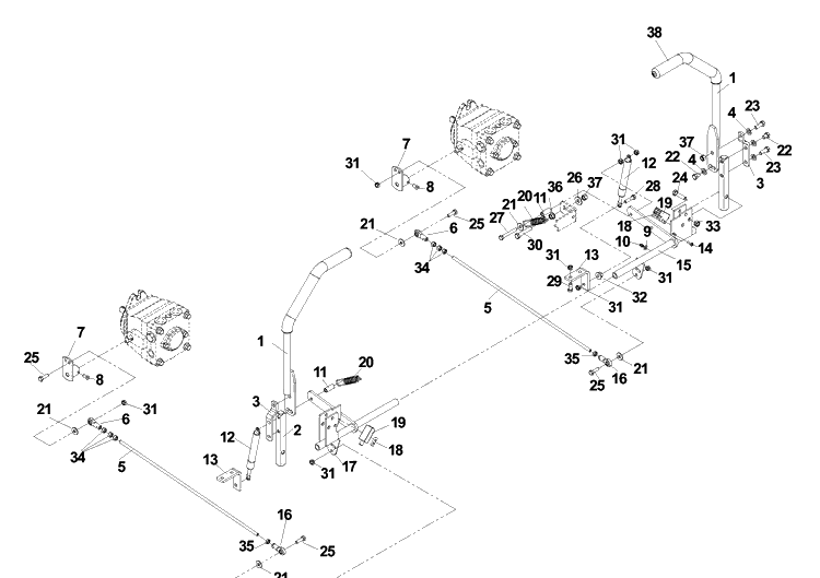 Motion Control Diagram and Parts List for BZ6134D (968999214)(2003-03) Husqvarna Lawn Mower