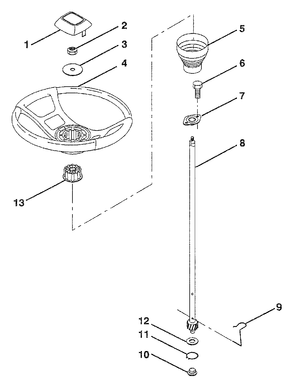Steering Wheel Diagram and Parts List for LT112 (954000392)(1992-06) Husqvarna Lawn Tractor