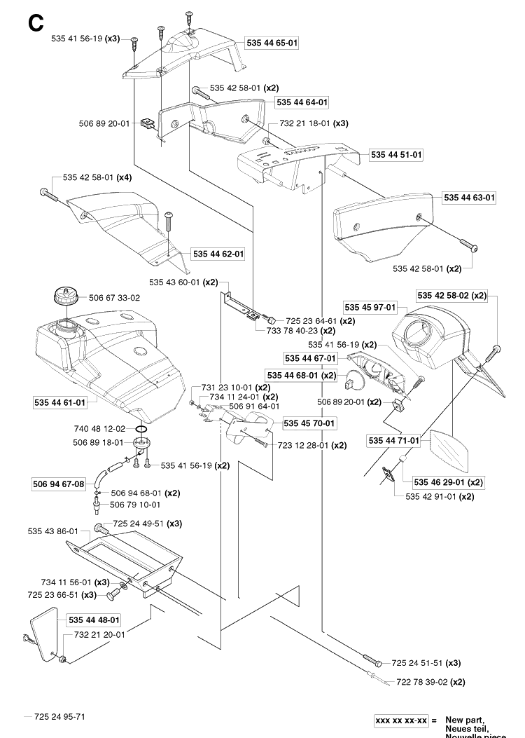 Fuel Tank Diagram and Parts List for PR18 2003-02 Husqvarna Lawn Mower