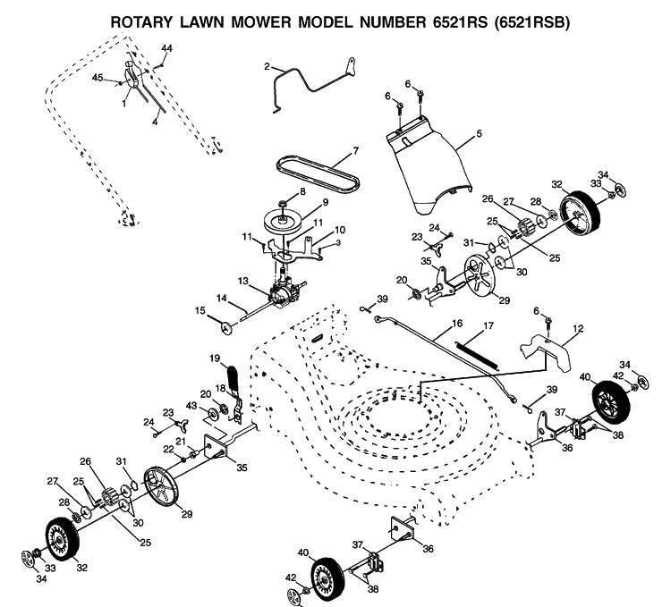 Repair Parts Diagram and Parts List for 6521RS (954222732)(2001-12) Husqvarna Lawn Mower