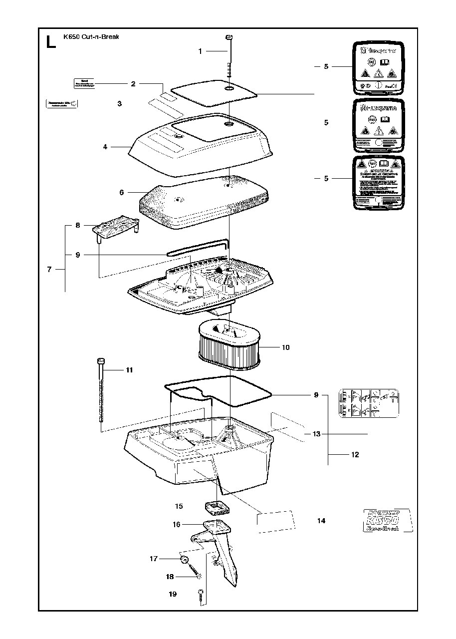 Cylinder Cover Diagram and Parts List for K650CUT-N-BREAK 2007-10 Husqvarna Circular Saw