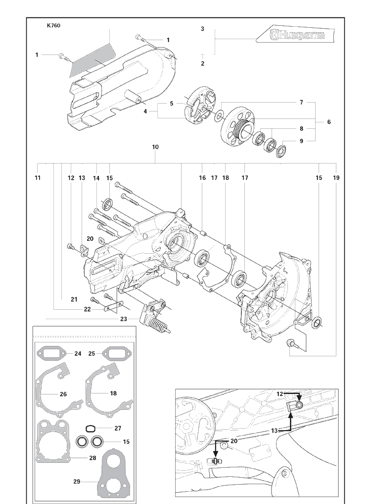 Belt Guard 2 Diagram and Parts List for K760 2009-12 Husqvarna Lawn Tractor Accessories