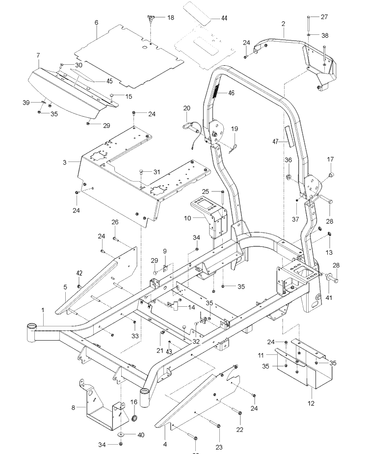 Frame Diagram and Parts List for MZ48 (96766590100)(2017-02) Husqvarna Lawn Mower