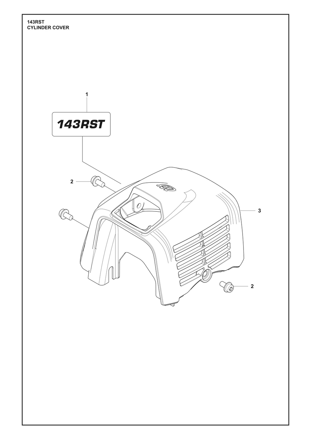 Cylinder Cover Diagram and Parts List for 143RST  Husqvarna Brush Cutter