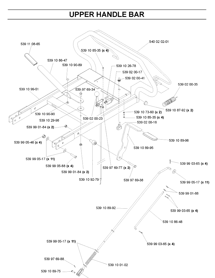 Handle And Controls Diagram and Parts List for SG13-SG13 2009-02 Husqvarna Lawn Tractor Accessories