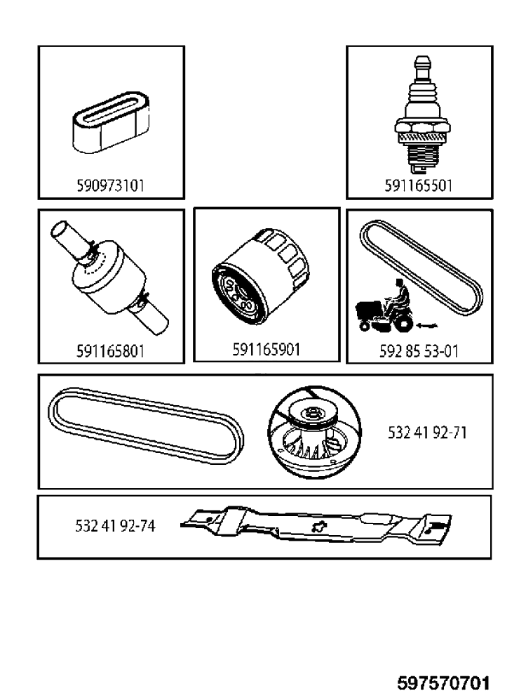 Frequently Used Parts Diagram and Parts List for TC130 (96051018700)(2019-04) Husqvarna Lawn Tractor