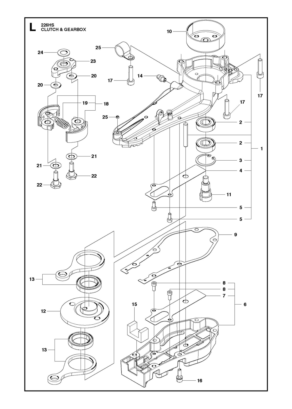 Clutch Diagram and Parts List for 226HS75S 2009 Husqvarna Trimmer