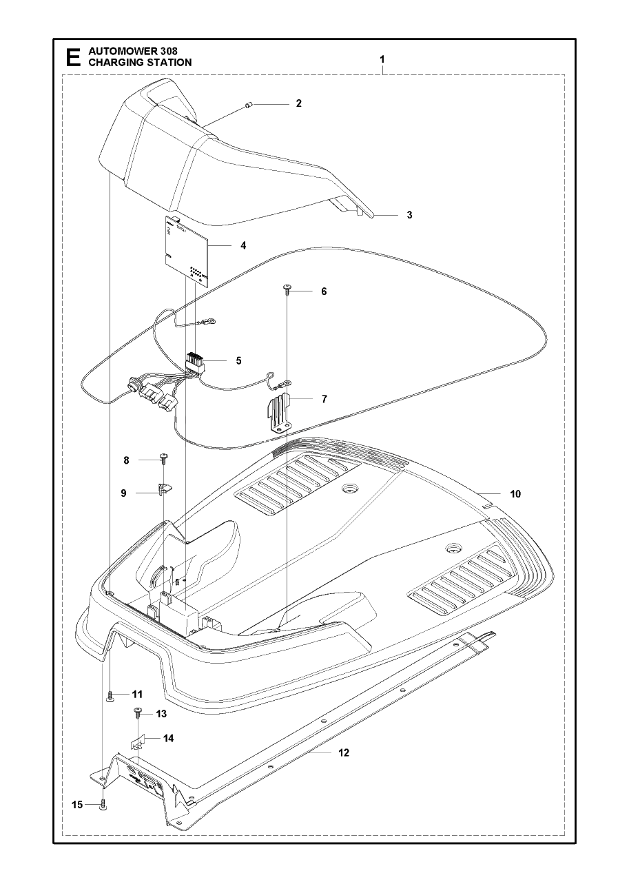 Charging Station Diagram and Parts List for 308 2014-02 Husqvarna Lawn Mower