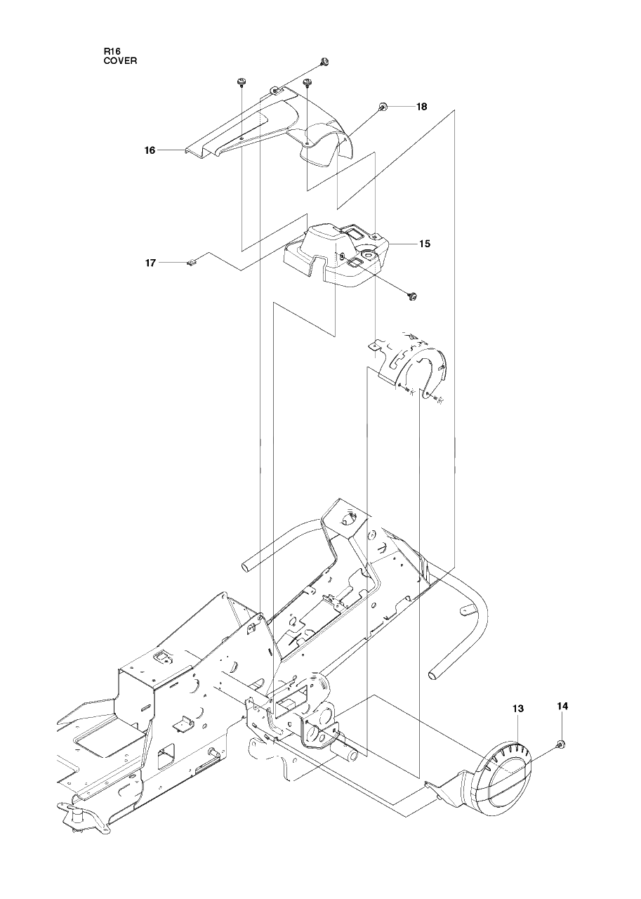 Cover 3 Diagram and Parts List for R16 (965161601)(2010-07) Husqvarna Lawn Tractor
