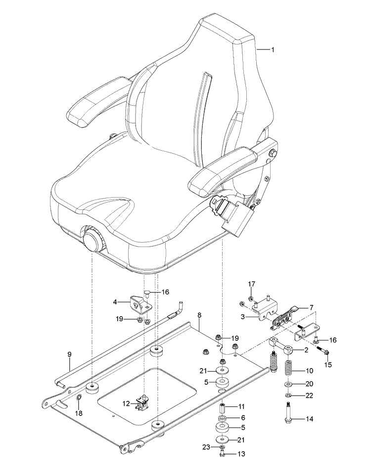 Seat Diagram and Parts List for Z560X (96766970100)(2017-06) Husqvarna Lawn Mower