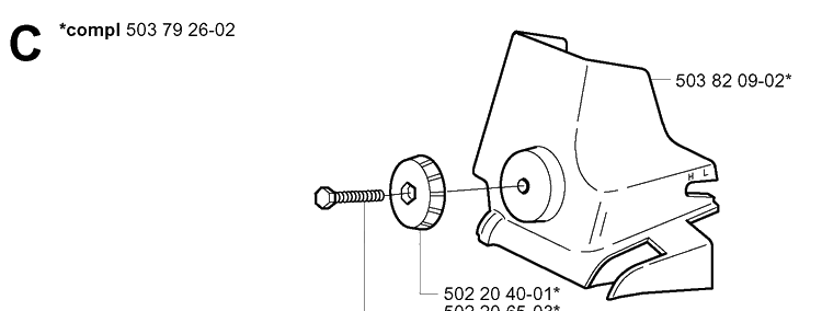 Air Filter Cover Diagram and Parts List for 338XPT 20043100001-20051000000 Husqvarna Chainsaw