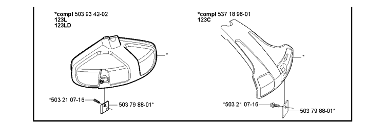 Guards Diagram and Parts List for 123L  Husqvarna Edger