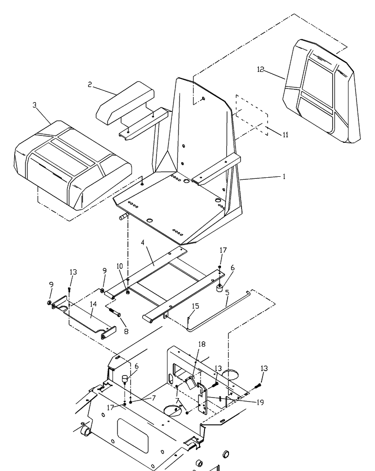 Seat Assembly Diagram and Parts List for ZTH5221KA 2000-09 Husqvarna Lawn Mower