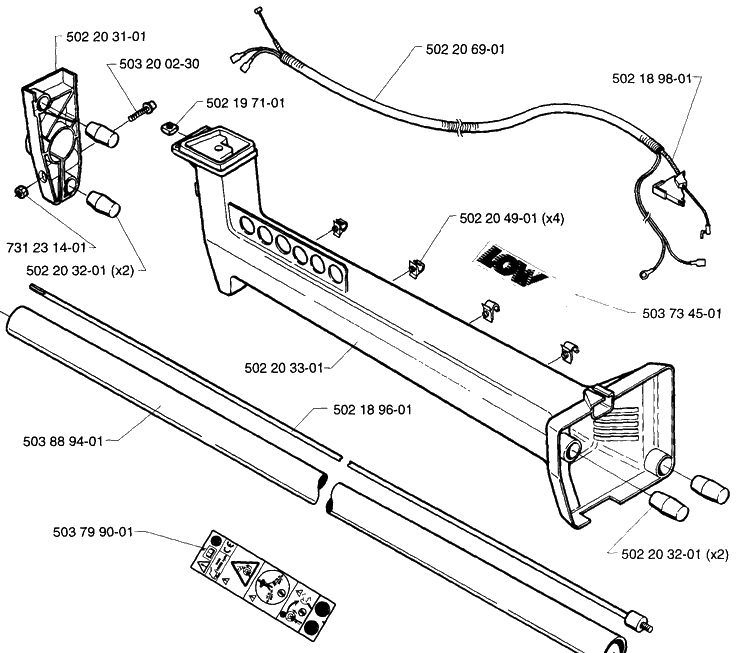 Tube Assembly 235r Diagram and Parts List for 232RL 1997-02 Husqvarna Brush Cutter
