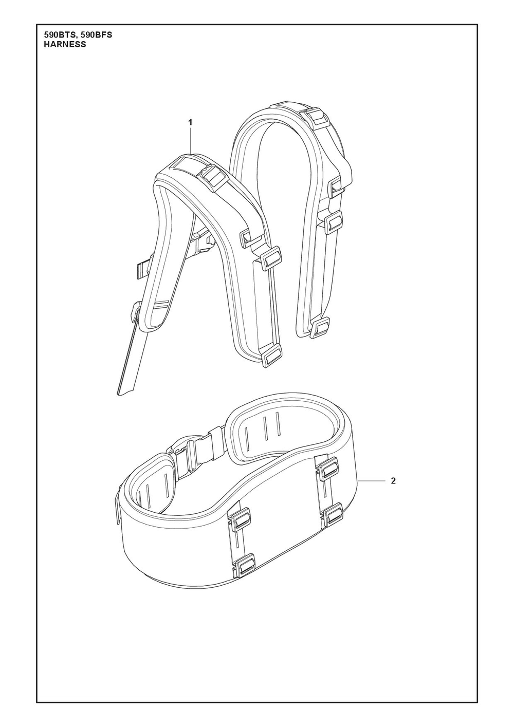 Harness Diagram and Parts List for 590BTS  Husqvarna Leaf Blower / Vacuum
