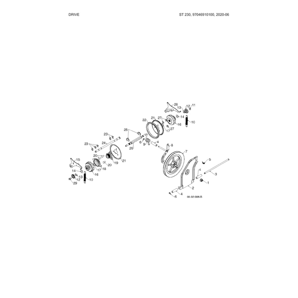 Drive Diagram and Parts List for 970528802  Husqvarna Snow Blower