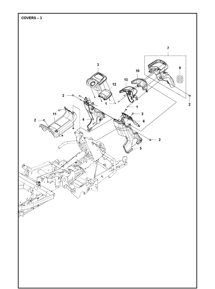 Cover 2 Diagram and Parts List for R418TSX AWD Husqvarna Lawn Mower