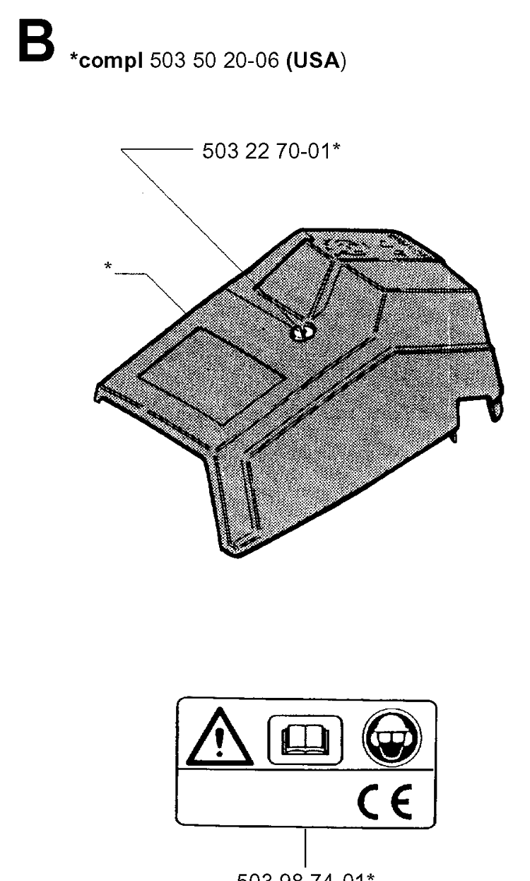 Cover Diagram and Parts List for 40 20013500001-Current Husqvarna Chainsaw