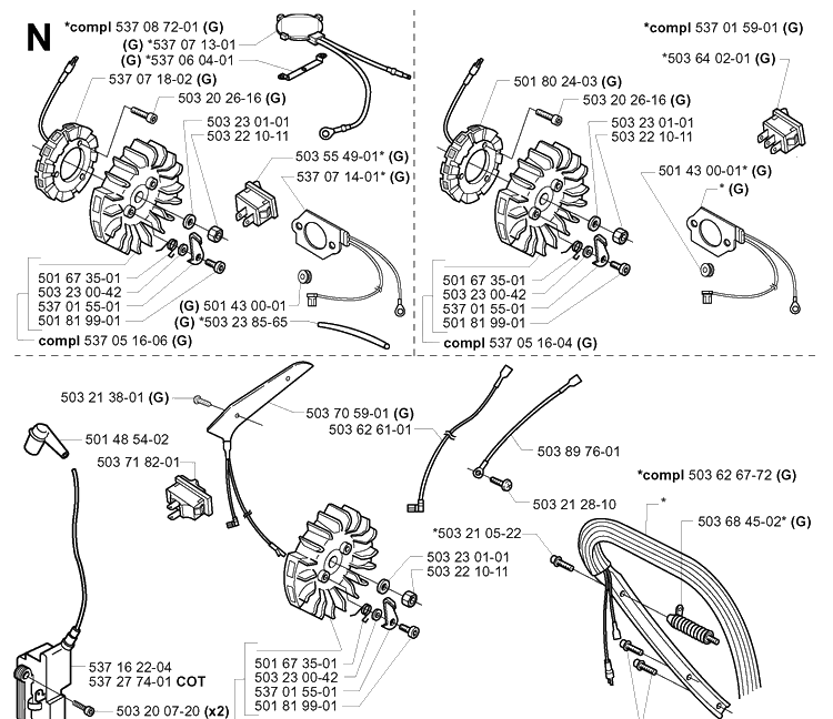Electrical 3 Diagram and Parts List for 372XP/ (XPG)(20051800001-20070100000) Husqvarna Chainsaw