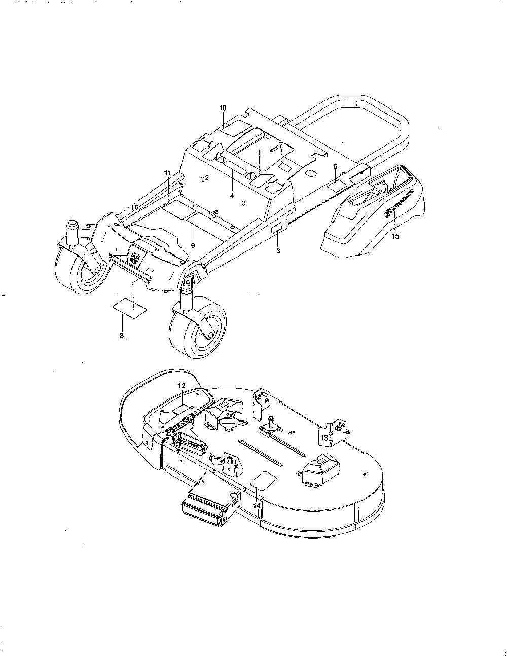 Decals Diagram and Parts List for 967324401-00  Husqvarna Lawn Mower