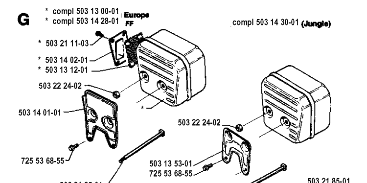 Muffler Diagram and Parts List for 3120 19942300001-19960100000 Husqvarna Chainsaw