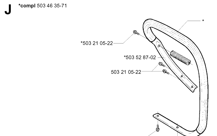 Handle Diagram and Parts List for 395XP/ (XPG)(20034000001-20051800000) Husqvarna Chainsaw