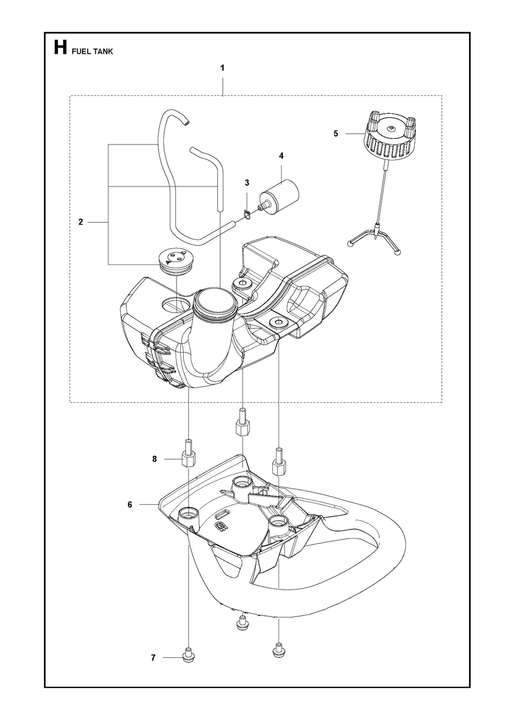 Fuel Tank Diagram and Parts List for 525DEPSMADSAW  Husqvarna Pole Saw