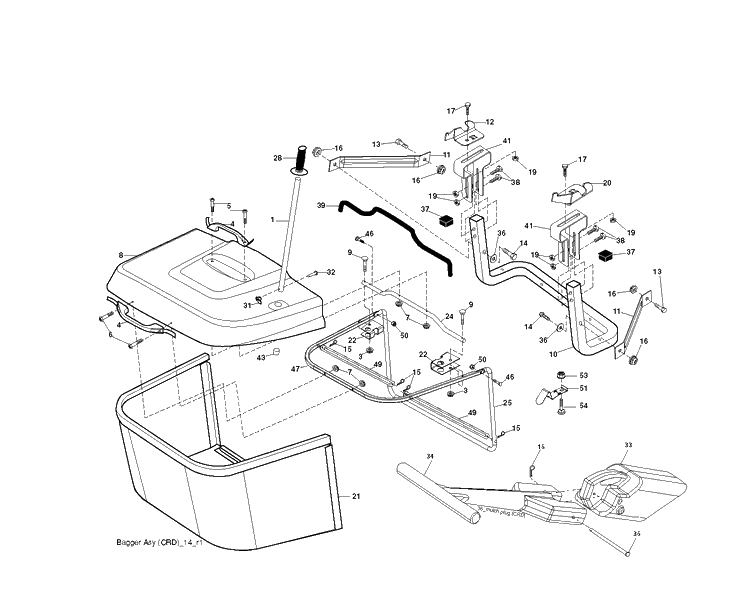Bagger Diagram and Parts List for CTH150 (96061018102)(2007-09) Husqvarna Lawn Tractor