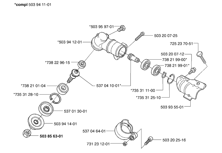 Gear Head Diagram and Parts List for 326C (L-LX-RX)(E-Tech 2)(2002-02) Husqvarna Brush Cutter