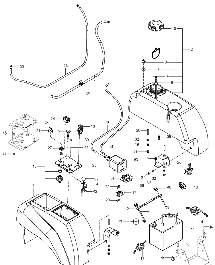 Ignition System Diagram and Parts List for MZ48  Husqvarna Lawn Mower