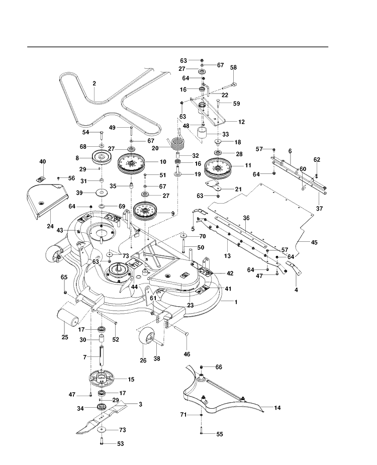 Mower Deck / Cutting Deck Diagram and Parts List for 967019201 2012-03 Husqvarna Lawn Mower