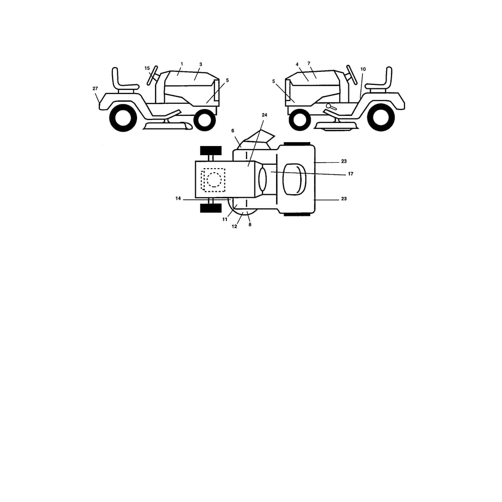Decals Diagram and Parts List for 917279040  Husqvarna Lawn Tractor