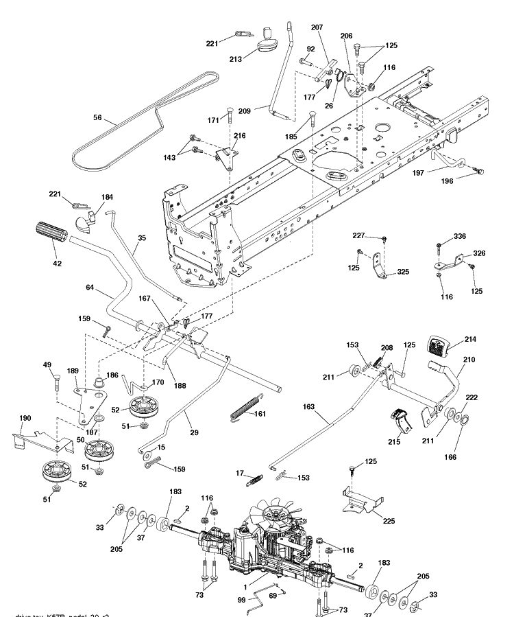 Drive Diagram and Parts List for TS246 (96041041500)(2017-09) Husqvarna Lawn Tractor