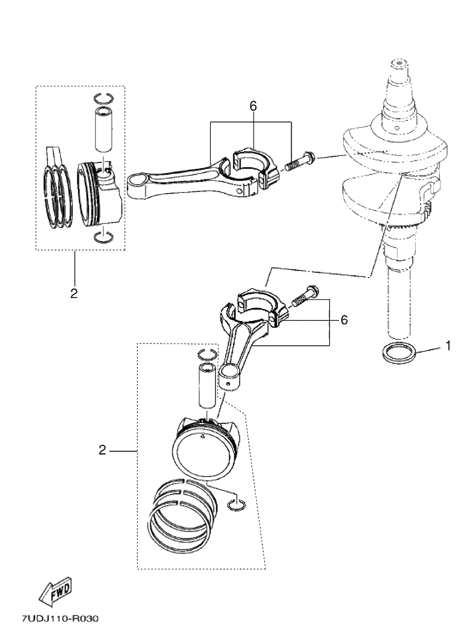 Crankshaft And Piston Diagram and Parts List for MX800VJ 2018-09 Husqvarna Engine