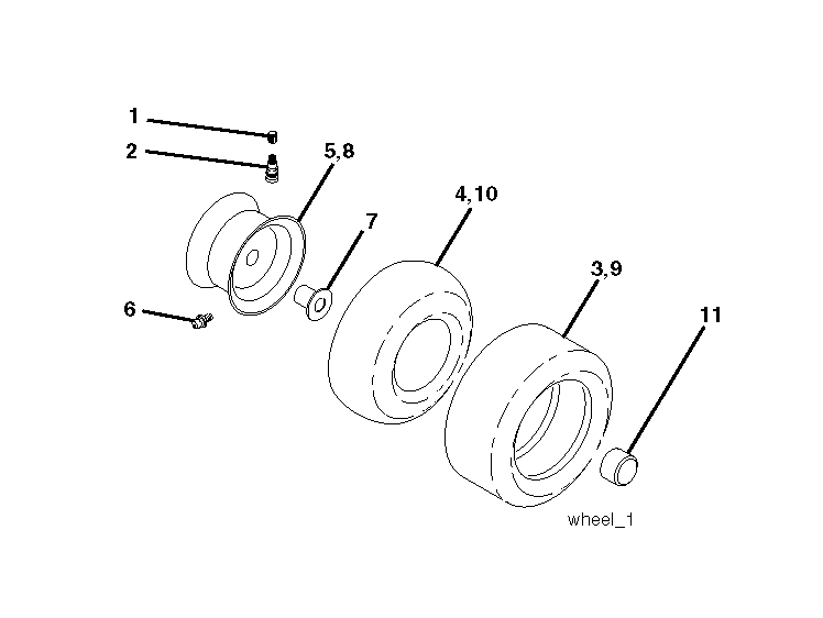 Wheels And Tires Diagram and Parts List for CTH220TWIN (96061019002)(2007-10) Husqvarna Lawn Tractor
