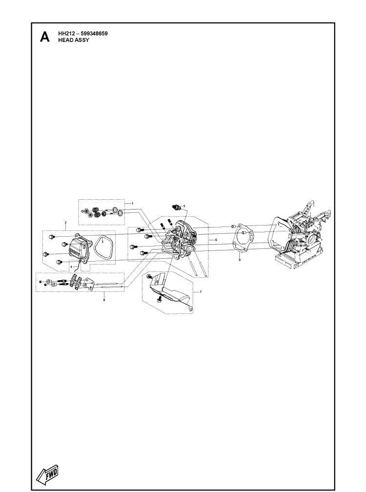 Head Assy Diagram and Parts List for 599348659 2020-07 Husqvarna Engine