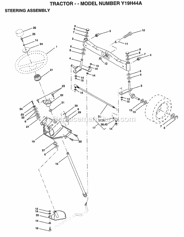 Seat Assembly Diagram and Parts List for Y19H44A 1995 Husqvarna Lawn Tractor