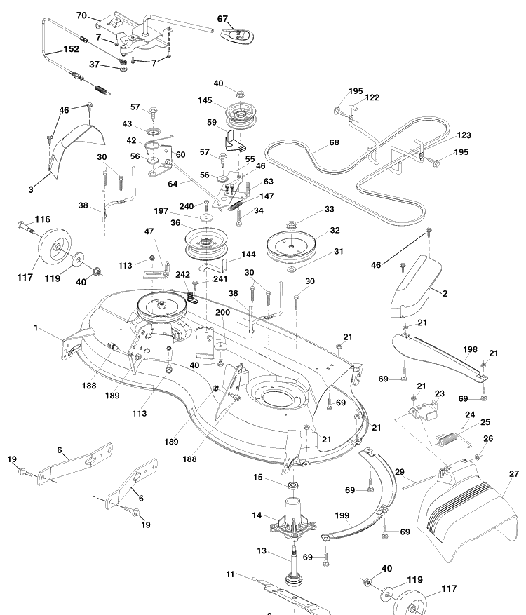 Mower Deck Diagram and Parts List for YTH22V46 (917289630)(2010-05) Husqvarna Lawn Mower