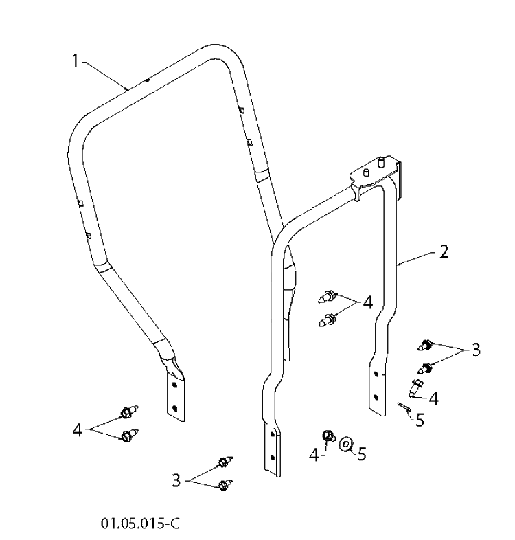 Handle 1 Diagram and Parts List for 5524ST (96191001612)(2012-08) Husqvarna Snow Blower
