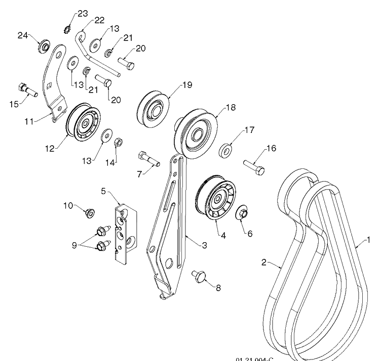 Chassis Engine Pulleys 5 Diagram and Parts List for ST2109E (96191004005)(2012-06) Husqvarna Snow Blower