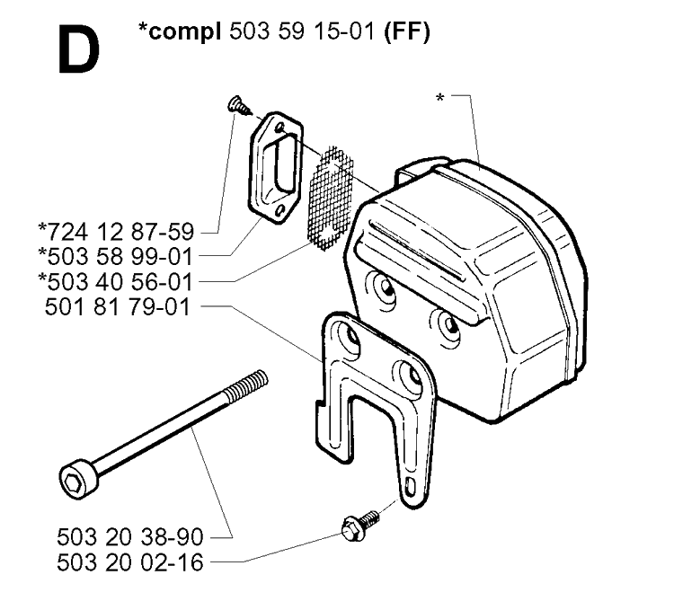 Muffler 3 Diagram and Parts List for 288 20014000001-Current Husqvarna Chainsaw