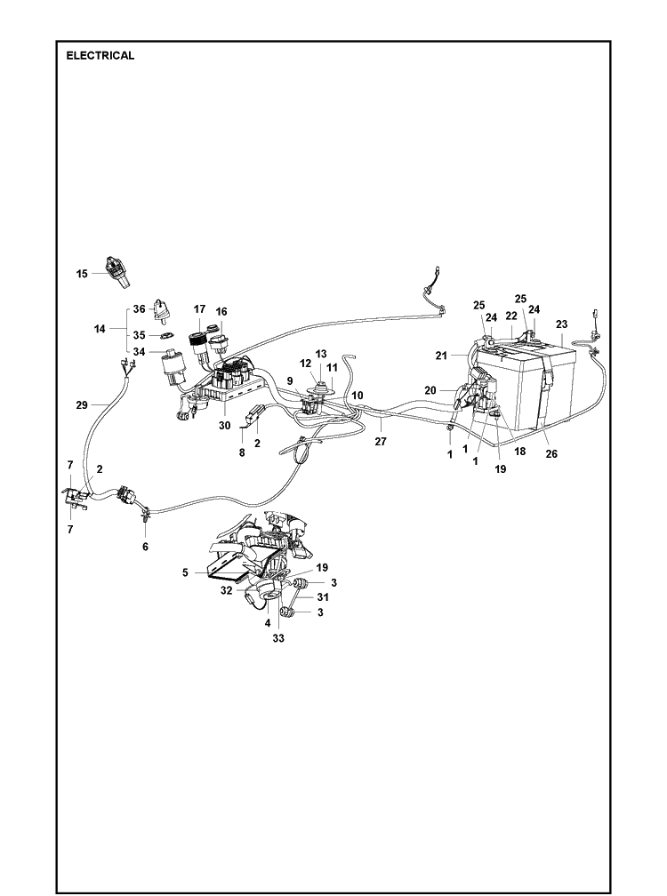 Electrical Diagram and Parts List for R316TXAWD (970542801)(2022-01) Husqvarna Lawn Mower