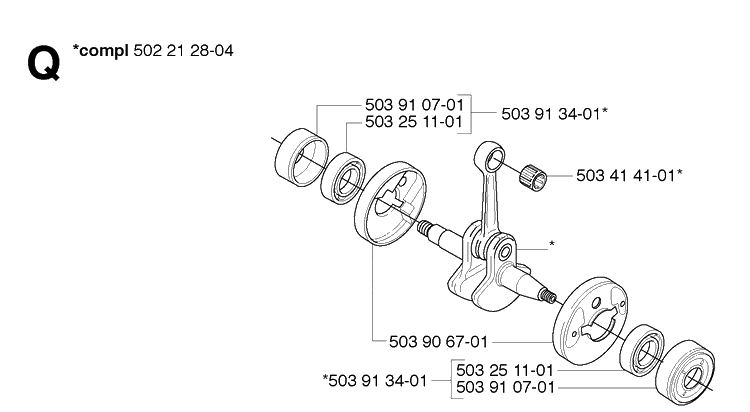 Crankshaft Diagram and Parts List for 235R  Husqvarna Brush Cutter