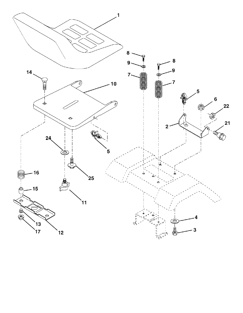 Seat Diagram and Parts List for YTH2148 (954572035-C)(2005-01) Husqvarna Lawn Tractor