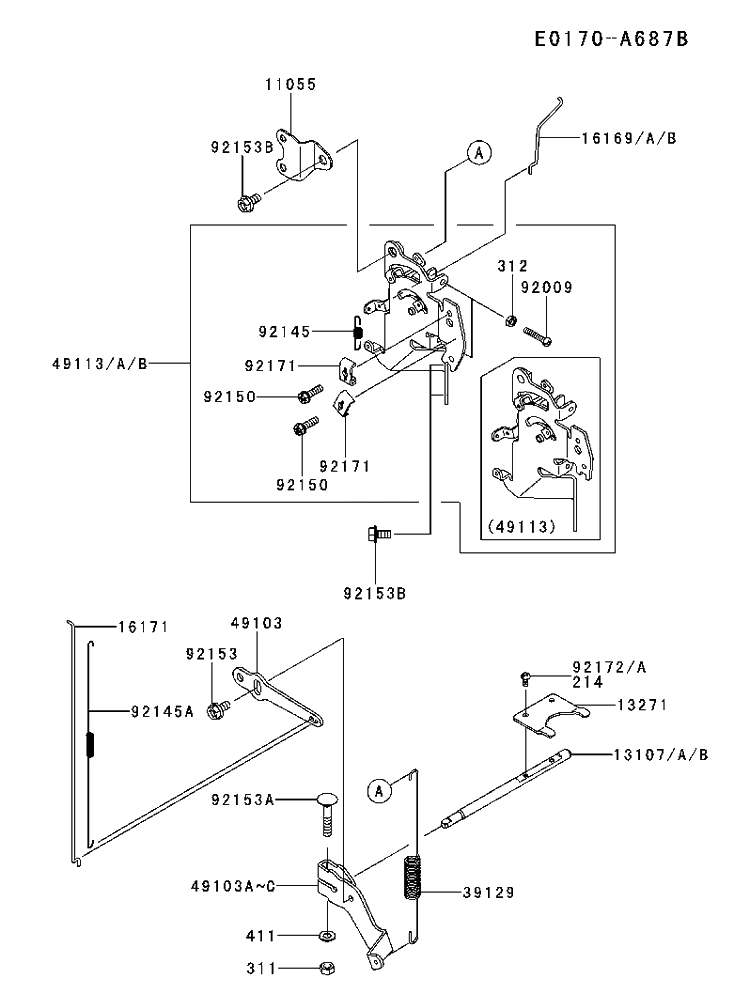 Controls Diagram and Parts List for FX751V-FS00 2017-09 Husqvarna Engine