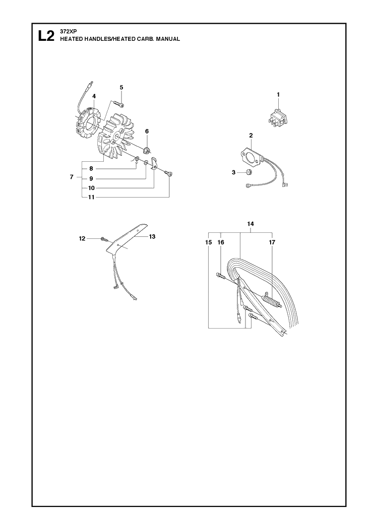 Handles Heated 17 Diagram and Parts List for 372XP XPG Husqvarna Chainsaw