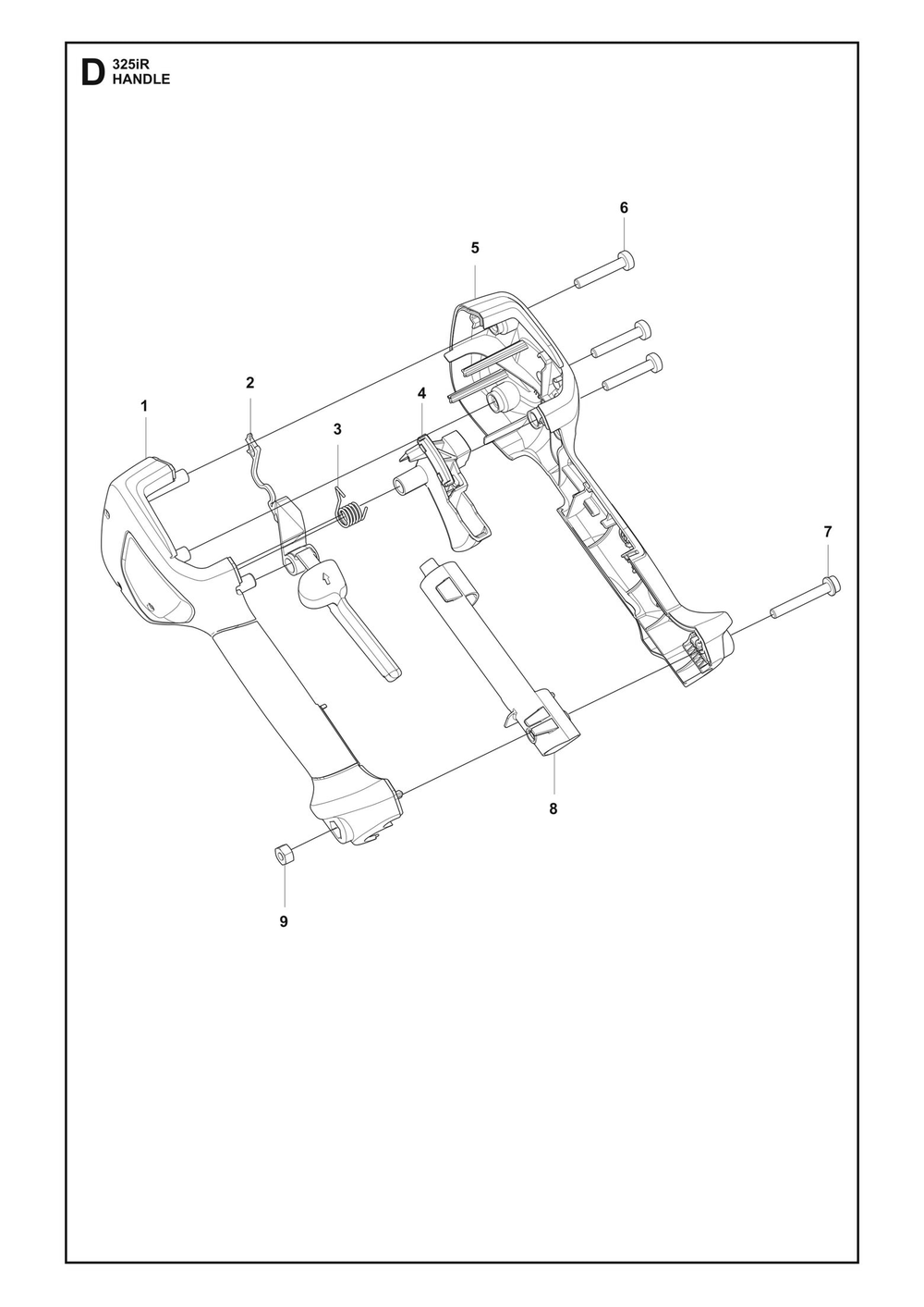 Handle Diagram and Parts List for 325IR  Husqvarna Brush Cutter