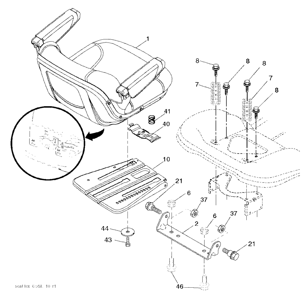 Seat Diagram and Parts List for GT48DXLS (960430233-00)(2016-11) Husqvarna Lawn Tractor