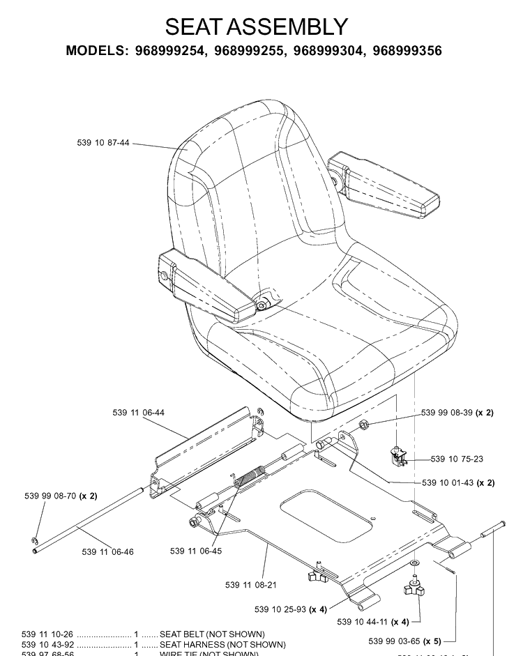 Seat 3 Diagram and Parts List for IZ5223 (968999258)(2005-12) Husqvarna Lawn Mower
